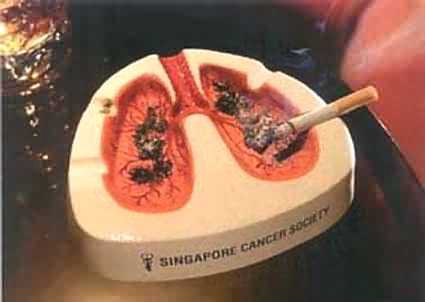 cigarette on ash tray from Singapore Cancer Society