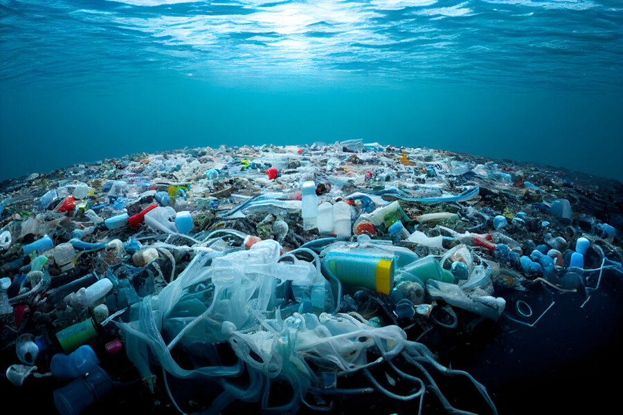 Plastic pollution on seafloor