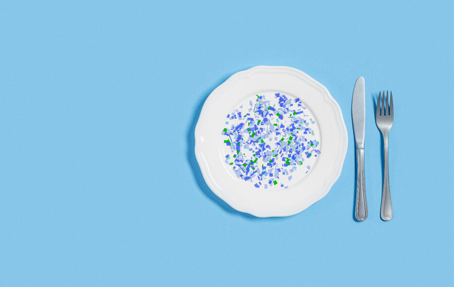 Plastic pieces on plate