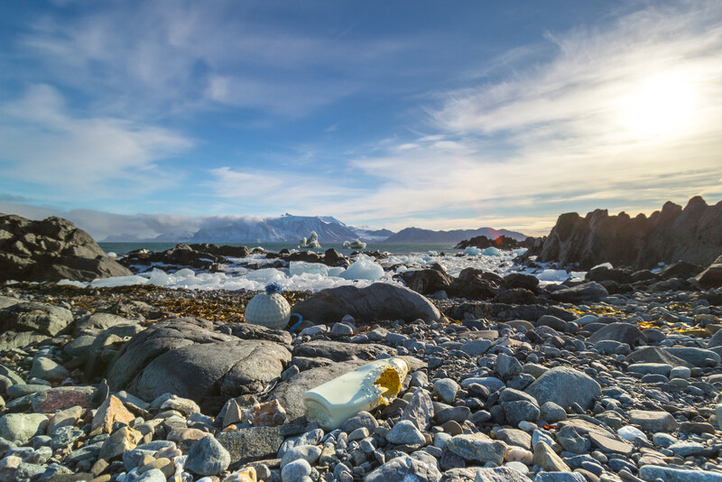 plastic pollution on Arctic coast