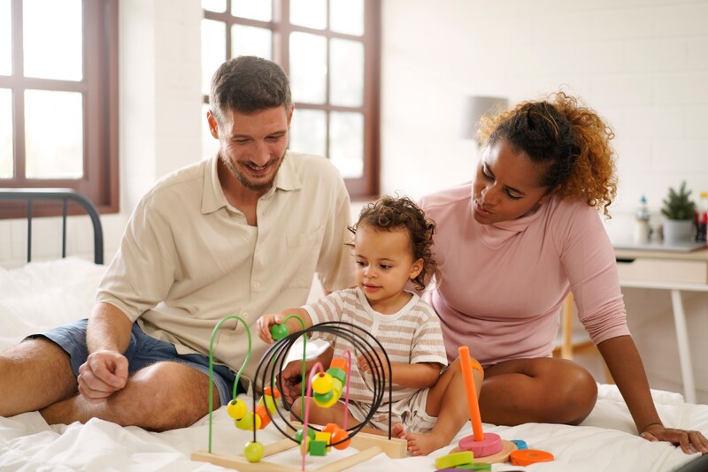 playing with blocks with parents